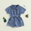 Edhomenn Summer Toddler Baby Girl Jumpsuit Short Sleeves Turn Down