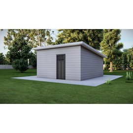 16x16' Studio Tiny Home Shed Building Plans with Floor Plan, Electrical, Elevations, Roof & Foundation Plan, and Construction Details