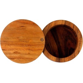Kaizen Casa Acacia Wood Salt or Spice Box with Swivel Cover perfect for keeping table salt