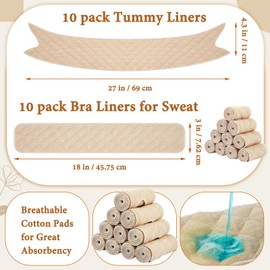 Wesnoy Cotton Tummy Liners and Bra Liners Set for Sweat Rash Skin Folds Plus Size Women Sweating Supplies(Skin Color,M,20 Pack)