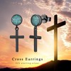 QHQPQ Black Cross Stud Earrings 925 Sterling Silver Turquoise Religious