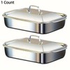 Stainless Steel Baking Pan with Lid, 1 Count Non-stick Rectangular