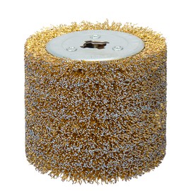 120x100mm Copper Plated Steel Wire Brush Wheel Surface Conditioning Tool 4.7" x 4" with 3/4" Quad Keyway for Surface Finishing of Stainless Steel, Aluminum, Metal and Wood (0.5 Wire)