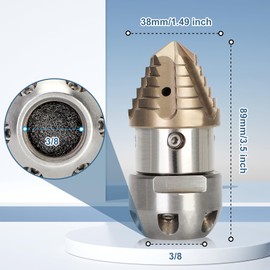 Anrain 3/8 Sewer Jetter Nozzle for 40 L/min Pressure Washer, 360 Degree 3/8 NPT Sewer Jetter Rotating Nozzle, Stainless Steel, for Vehicle Cleaning, Industrial Equipment Cleaning, 2-Year US Warranty