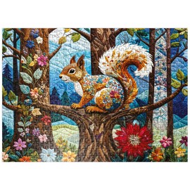 MyPuzzle Patchwork Squirrel - Premium 500 Piece Jigsaw Puzzle for Adults