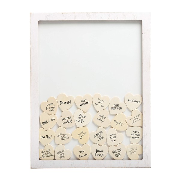 Kate & Milo Wedding Guest Book Frame and Customizable Hearts, Engagement or Bridal Shower Gift, Bride and Groom Keepsake