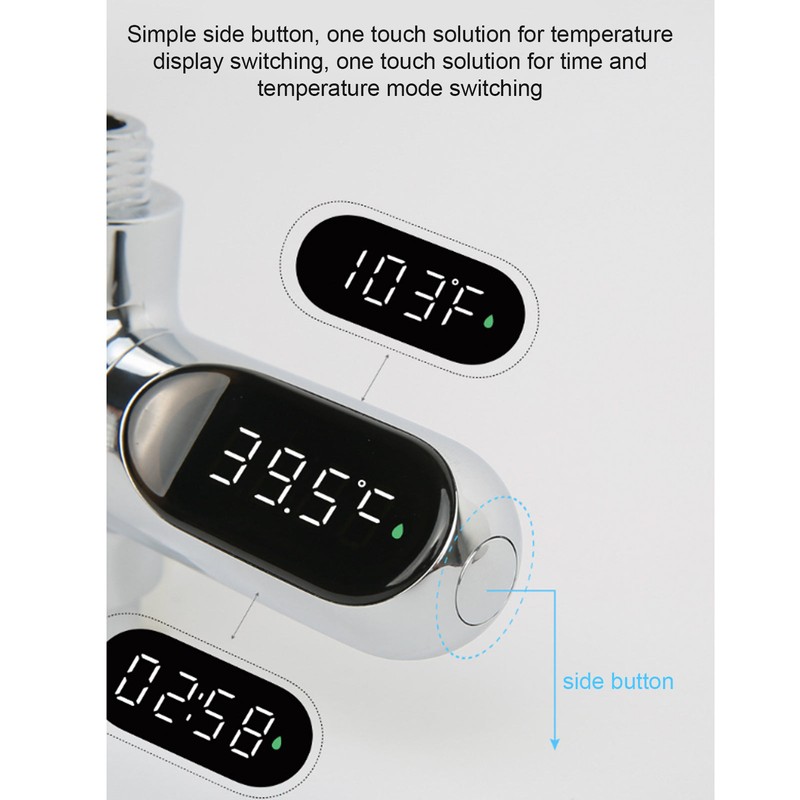 Shower Thermometer Aluminum LED Digital Shower Thermometer for Home Bathroom