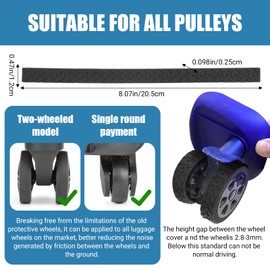 Cuttable Luggage Wheel Covers,12pcs Silicone Luggage Wheel Protector Covers Self-Adhesive, Silent and Friction-Resistant, for Universal Wheels and Office Chair Casters (Black)