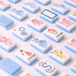 Custom Blue 4-Tier Luxury American Mahjong Set with 160 Acrylic Tiles for Family & Children's Game GatheringsColor: Irregular Tortoise