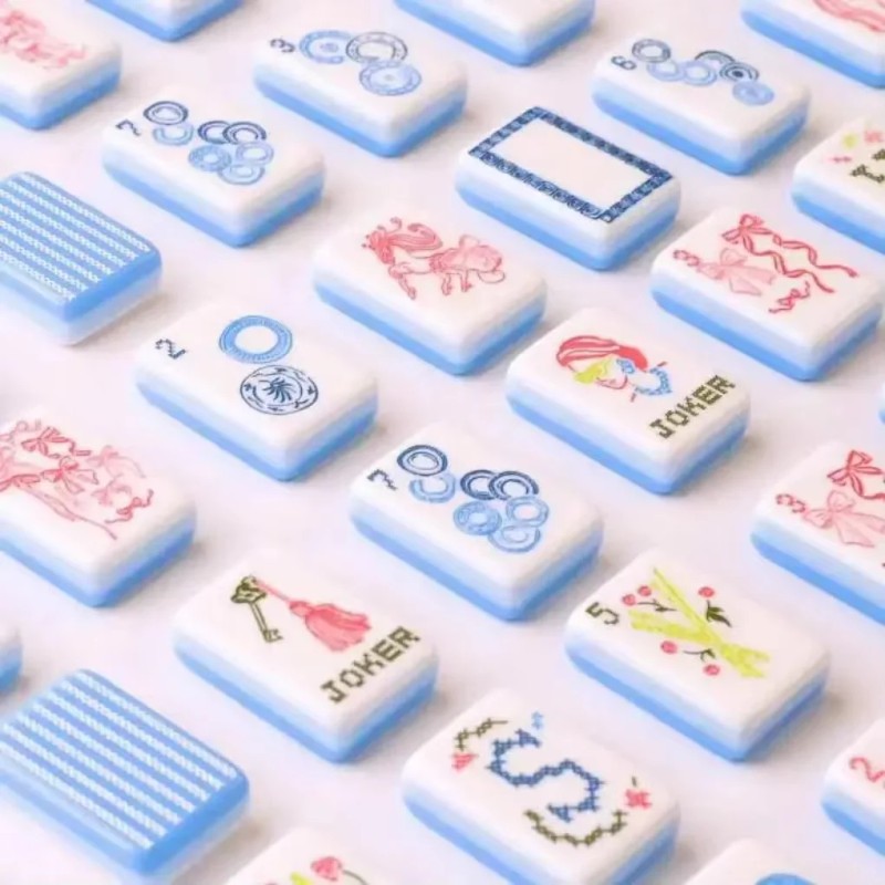 Custom Blue 4-Tier Luxury American Mahjong Set with 160 Acrylic