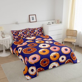Feelyou Donuts Comforter Set Full Size Chocolate Doughnut Comforter for Boys Girls Teens Bedding Set Breathable Whimsical Dessert Duvet Set Room Decor Quilt Set