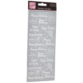 Anitas Outline Stickers, Happy Birthday Multicoloured, Silver, For Scrapbooking, Card Making, Kids Play, Homework, Art, Craft, Embelish, Decorative, Paper, Card, Glass, Metal, Plastic, Foam