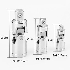 3PCS Universal Joint Socket Set, Universal Joint Socket Adapter 3pcs, 1/4, 3/8 & 1/2 in, Access Fasteners at Any Angle