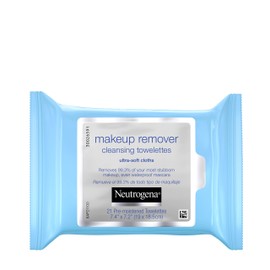 Neutrogena Makeup Remover Cleansing Facial Towelettes, Daily Gentle Face Wipes to Remove Oil, Dirt, & 99.3% of Makeup, Safe for Sensitive Eyes, Alcohol Free Wipes in Resealable Pack, 21 ct