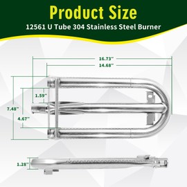 12561 U Tube Stainless Steel Grill Burner Replacement Compatible with Lynx Sedona L400PS L400PSR L500PS L500PSR L600PS L600PSR L700PS L700PS, 33750 Burner Kit Include Double 12561 Burners