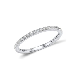 Santuzza 925 Sterling Silver Stackable Ring White Cubic Zirconia Engagement Wedding Band Stacking Ring for Women (9)