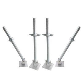 GaeaAuto 4 Pack Scaffold Swivel Screw Jack Solid Stem Adjustable Leveling Jacks with Base Plate for Baker-Style Scaffolding Equipment