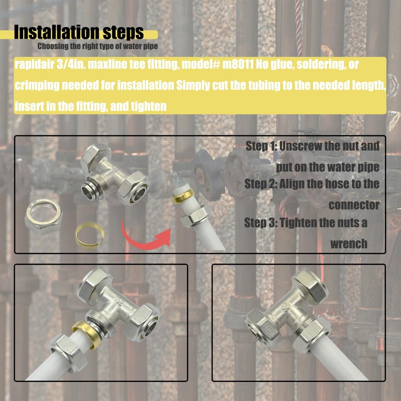 RapidAir MaxLINE M7500 Compatible with Compressed Air Piping 3/4" Tee