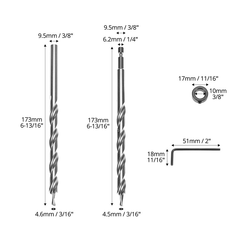 QWORK 4 Pieces 3/8 Inch Pocket Hole Drill Bit Set,