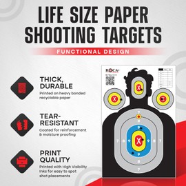 Silhouette Shooting Targets Extra Large Life-Size 23x34 High-Visibility Paper Targets for Shooting Practice Anti-Glare Gun Range Target for Rifle, Pistol, BB & Pellet Guns Target 20 Pack, Black