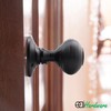 EAI Beehive Reeded Black Door Knob Set | 1 Pair