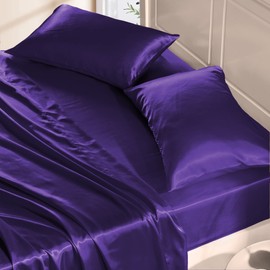 Manyshofu Purple Satin Pillowcase for Hair Protection- 2Pcs Queen Pillow Cases, Luxury & Silky Pillowcases 20x30 Pillow Covers with Envelope Closure