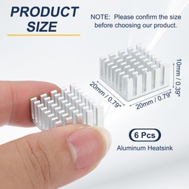 PATIKIL Heatsink 20x20x10mm, 6 Pcs Aluminum Cooler Radiator Heat Sink with Thermal Blue Sticker for Raspberry Pi Chip CPU Power Transistor FET IC Power Amplifier, White