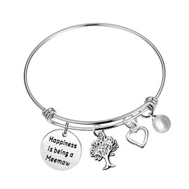 Grandma Bracelet Memaw Bracelet Bangle Gift for Memaw Gift from Grandchildren Grandson Granddaughter to Grandmother Mother's Day Christmas Birthday Gift Idea for Grandma Gifts Grandma Bangle Jewelry