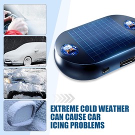 ijuicy 2 PCS Electromagnetic Car Snow Removal Device, Solar and USB Charging Electromagnetic Anti-Freezing Device, Universal Electromagnetic Snow Removal Tool for Cars (Black)