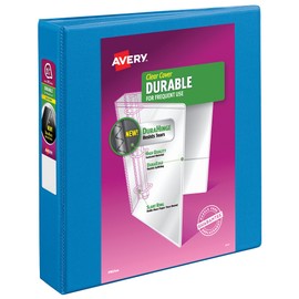 Avery Durable View 3 Ring Binder, 1-1/2 Inch Slant Rings, 1 Pool Blue Binder (17834)