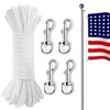 100ft Flag Pole Rope, Flag Pole Halyard Rope Kit with