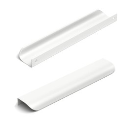 SYZOW Pack of 6 160 mm White Furniture Handles Cabinet Handles Aluminium Modern Kitchen Handles Curved Door Handle Concealed Drawer Handle Handles