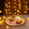 Tarini Gallery Pooja Thali Plate Small Hand Crafted Embossed Colorful