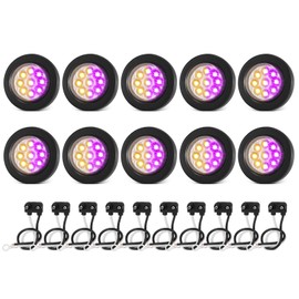 XtraGlow Dual Revolution 2" Round 9LEDs Amber Clearance Side Marker Lights to Purple Auxiliary Lights for Trailer Truck 12V IP67 Waterproof 10Pcs