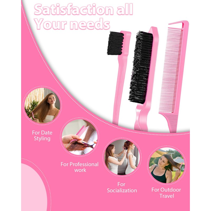 Slick Back Hair Brush, Edge Brush, Hair Accessories Comb Set