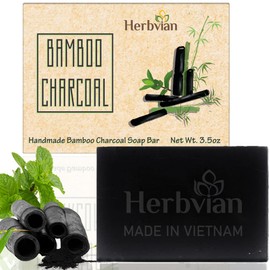 Bamboo Charcoal Soap Bar, Soap For Face and Body with Mint, Oil Detoxifying Body Wash Soap, Back Acne Body Soap, Cleansing Healthy Skin, Soap for Men, Women, Teen and All Skin Types