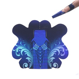 FingerAngel 100PCS Stiletto Nail Tips Laser Nail Forms Gel Polish Extension Forms Acrylic Tips Nail Art Decoration DIY Nail Gel Curl (Bule Color)