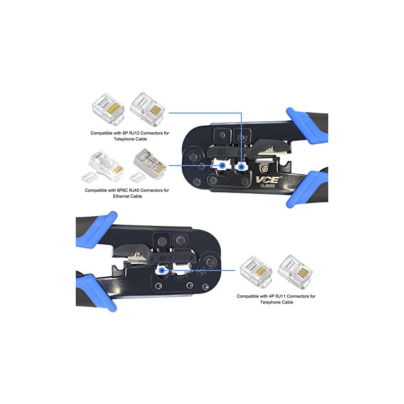 VCE RJ45 RJ11/RJ12 RJ22 Ethernet Crimp Tool Crimper Cutter Stripper