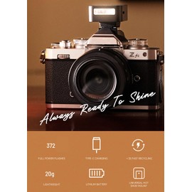 ZENIKO ZF04 Aluminum Mini Flash Speedlite,2 Power Levels CCT 6500K±200K 372 Full-Power On Camera Flash for DSLR Cameras(Black)