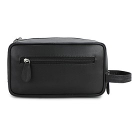 Mens Travel Toiletry Wash Bag Leather Washbag Toiletries Shaving Bag Zipped