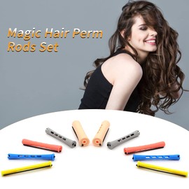Juego de 100 varillas de pelo para permanente, 5 tamaños, varillas de plástico para pelo frío, sin calor, rizadores de pelo con peine de pinail para cabello largo, corto, liso, rizado, natural, herramientas de peluquería