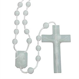 Bulk Plastic Rosary Beads Pack of 25 - Glow in The Dark Plastic Rosaries Made in Italy - Each Rosary Individually Packed in a Bag