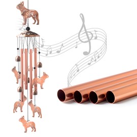 Bulldog Wind Chimes Outdoor, Handmade Brass Windchime for Gardens & Lawns, Melodic Deep-Tone Chimes, Weatherproof Porch Decor, for Birthdays, Housewarming, or Meditation Spaces