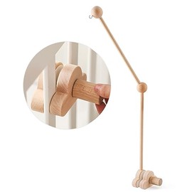 OESSUF Baby Crib Mobile Arm, 27 Inch Adjustable Wood Hanger, White Cloud Design, Nursery Mobile Holder for Cot Bed (Wooden)