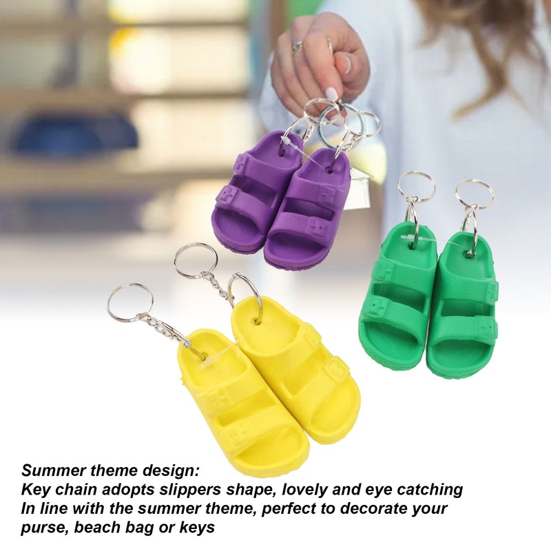 3 Pairs Slipper Keychain Silicone Multifunctional Key Chain Key Ring