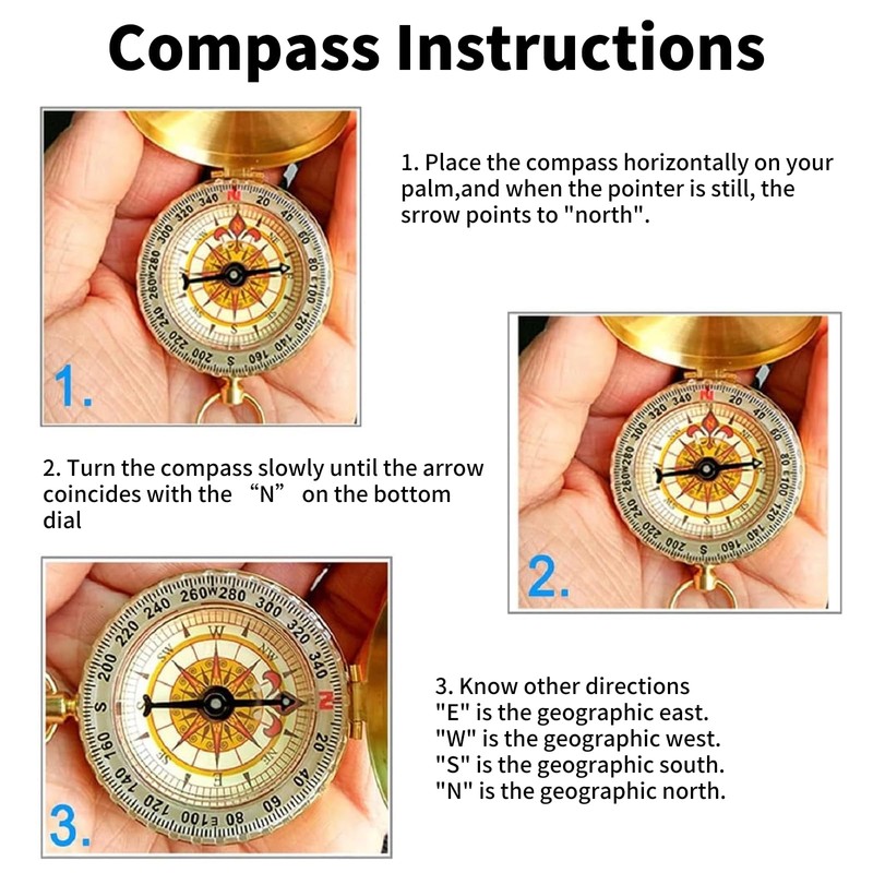 Compass Clamshell Compass Camping Gear Survival Gear Waterproof Luminous Compass