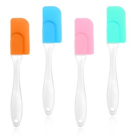 4 Pcs Silicone Spatula, 6.9 Inch Heat Resistant Small Spatula Scraper Set Kitchen Tools and Gadgets Non Stick Long Handle Spatulas Mini Kitchen Utensils for Baking, Cooking, Mixing