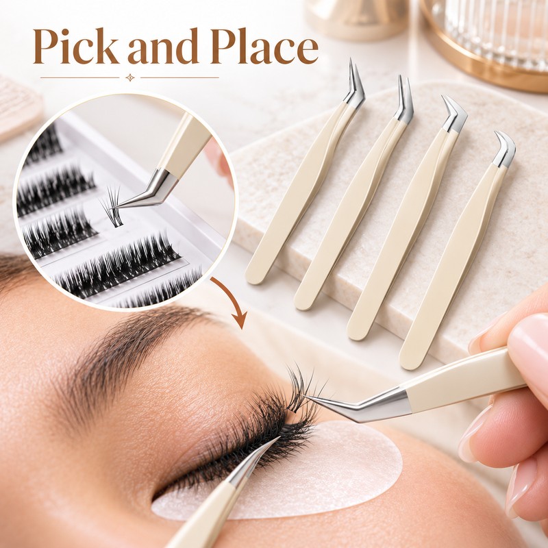4pcs Precision Stainless Steel Eyelash Extension Tweezers – Anti-Static, Non-Slip