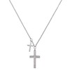 Kistanio Women's Necklace with Cross Pendant Double Cross, silver, Classic