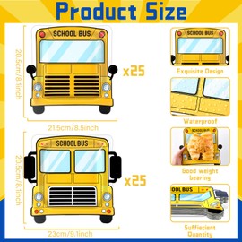 50Pcs 9 Inch School Bus Party Plates Back to School Birthday Party Decoration Disposable Paper Plates Tableware for Baby Shower Preschool Kindergarten Graduation Wheels On the Bus Birthday Decorations